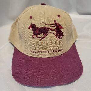 Vintage Caesars Indiana Corduroy Adjustable Hat Cap Beige and Red